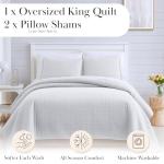 Bright White King Quilt Set with 2 Shams