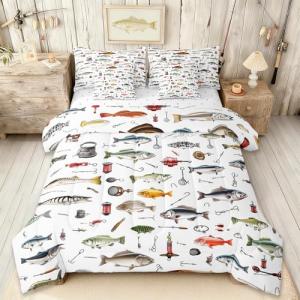 Fishing Theme Twin Comforter Set for Kids