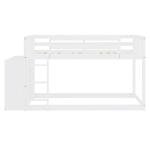 White Twin Over Twin Low Bunk Bed with Storage