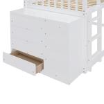 White Twin Over Twin Low Bunk Bed with Storage