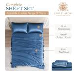 Dark Blue Satin Twin Sheets with Deep Pockets