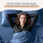 Dark Blue Satin Twin Sheets with Deep Pockets