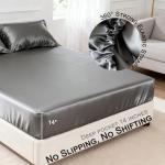 Cozy Dark Gray Satin Queen Sheet Set