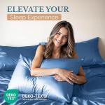 Dark Blue Satin Twin Sheets with Deep Pockets