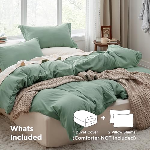Sage Green Queen Duvet Cover Set - 3 Pieces