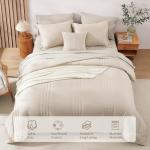 Monbix Queen 7-Piece Apricot Bedding Set