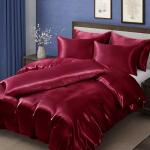 Burgundy Satin Duvet Cover Set for Full/Queen