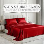 Red Satin Bed Sheets Set - Luxury King Size