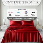 Red Satin Bed Sheets Set - Luxury King Size