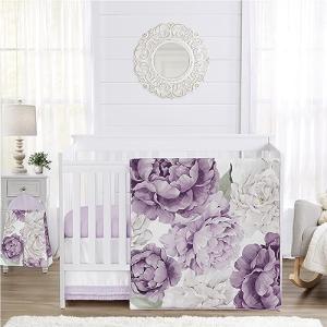 Sweet Jojo Designs Lavender Floral Baby Bedding Set