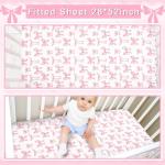 Baby Pink Bow Crib Bedding Set - 3 Pieces
