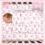 Baby Pink Bow Crib Bedding Set - 3 Pieces