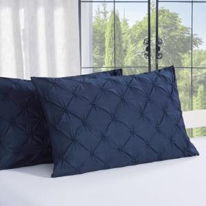 Navy Blue Pinch Pleat Pillow Shams - 2 Pack