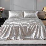 Leopard Print Satin Queen Sheet Set - 4 Pieces