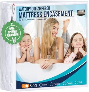 Waterproof King Size Mattress Protector with Zipper