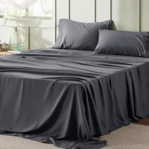 Soft California King Sheet Set - 4 Pieces Dark Grey
