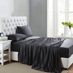 Black Satin Bed Sheet Set - Full Size