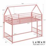 Pink Twin Over Twin House Bunk Bed Frame