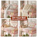 Pink Twin Over Twin House Bunk Bed Frame