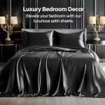 Luxury Black Satin Twin Bed Set with Pillowcase