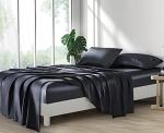 Black Satin Bed Sheet Set - Full Size