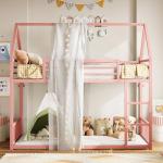Pink Twin Over Twin House Bunk Bed Frame