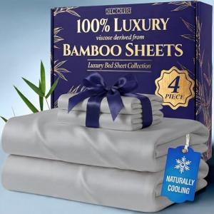 Organic Bamboo King Bed Sheets - Soft & Cooling