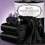 Luxury Satin King Size Bed Sheet Set - Black