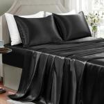 Luxury Black Satin Sheet Set - 4 Pieces