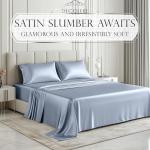 Luxury Baby Blue Satin Queen Bed Set