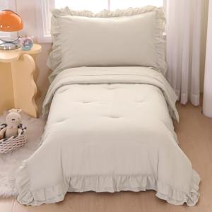 Wowelife Girls Toddler Bedding Set with Ruffles