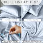 Luxury Baby Blue Satin Queen Bed Set