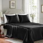 Luxury Black Satin Sheet Set - 4 Pieces