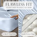 Luxury Baby Blue Satin Queen Bed Set