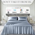 Luxury Baby Blue Satin Queen Bed Set