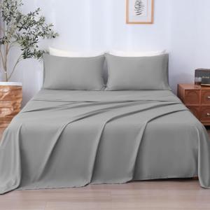 LONAVA King Size Gray Microfiber 4-Piece Sheet Set