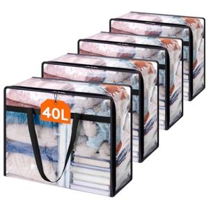 Lifewit 4 Pack Clear Storage Bags for Bedding