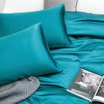 Teal Satin Sheet Set for California King Bed