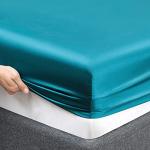 Teal Satin Sheet Set for California King Bed