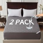 BEDLORE 2 Pack Waterproof Mattress Protector, Twin XL Size Mattress Pad with Deep Pocket 6"-15" Depth, Soft Breathable Bed Mattress Cover for Bedroom, College Dorm (Gray)