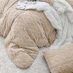 Bedsure Fluffy Flannel Duvet Cover Set - Faux Fur Comforter Cover Queen Size, Deep Beige Warm Plush Bedding for Winter, 3-Piece Set with Zipper Closure (90"x90") and 2 Pillow Shams