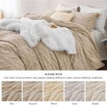 Bedsure Fluffy Flannel Duvet Cover Set - Faux Fur Comforter Cover Queen Size, Deep Beige Warm Plush Bedding for Winter, 3-Piece Set with Zipper Closure (90"x90") and 2 Pillow Shams