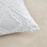 xuan dian King Pillow Shams 2 Pack, King Size Pillowcases, Soft Microfiber Geometric Tufted Pillow Covers with Envelope Closure, White, 20x36 Inches (No Insert)