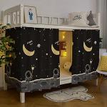 Teanea Bottom Bunk Bed Curtains Privacy Cloth Underbed Curtains for Low Loft Bed Twin, 2 Panels, Spaceman