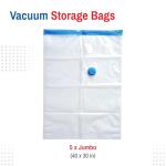 5 Pack Jumbo Vacuum Storage Bags for Comforters, Blankets & Clothes – Jumbo Vacuum Sealed Compression Bags with Hand Pump – Space Saver Storage Bags for Bedding, Moving, Travel & Organization