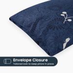 Wake In Cloud - Floral Pillow Cases, Flowers and Tree Leaves Shabby Chic Pattern Printed, Set of 2 Soft Pillowcases Pillow Shams Covers, Navy Blue Gray, Standard Size 20x26 Inches