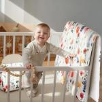 Oudain 4 Piece Spring Flower Crib Bedding Set Including Spring Wild Flower Crib Skirt, Blanket, Sheet and Diaper Stacker, Soft Neutral Nursery Standard Size Baby Bedding for Baby Girls and Boys