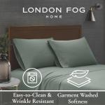 London Fog Garment Washed Solid Sheet Set White Microfiber 4-Piece Queen Sheet Set, Solid Themed, Deep Pocket, Adult and Teen, Oeko-TEX Certified