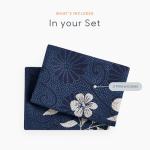 Wake In Cloud - Floral Pillow Cases, Flowers and Tree Leaves Shabby Chic Pattern Printed, Set of 2 Soft Pillowcases Pillow Shams Covers, Navy Blue Gray, Standard Size 20x26 Inches