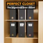 SpaceAid 6 Pack Bed Sheet Organizers and Storage, Foldable Sheet Organizer for Linen Closet, Sheets Set Folder Keeper with Window XL (Queen & King Size) Bedding Container, (Black, 6 Pack)